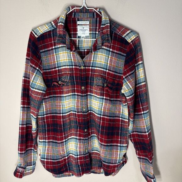 American Eagle Outfitters Tops - American Eagle Shirt Top Women’s XL Plaid Flannel Ahh Mazingly Soft Slim Fit
